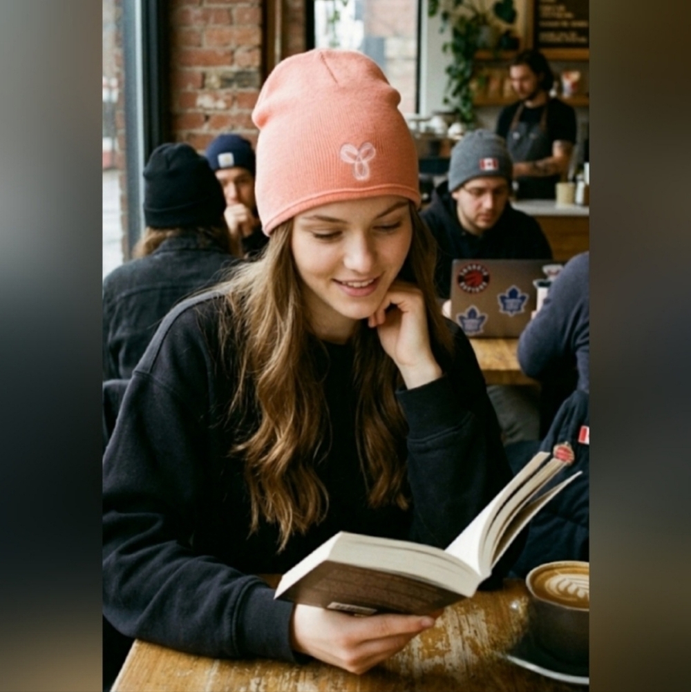 🍑 Aritzia TNA Peach Beanie with Embroidered TNA Logo 🧡